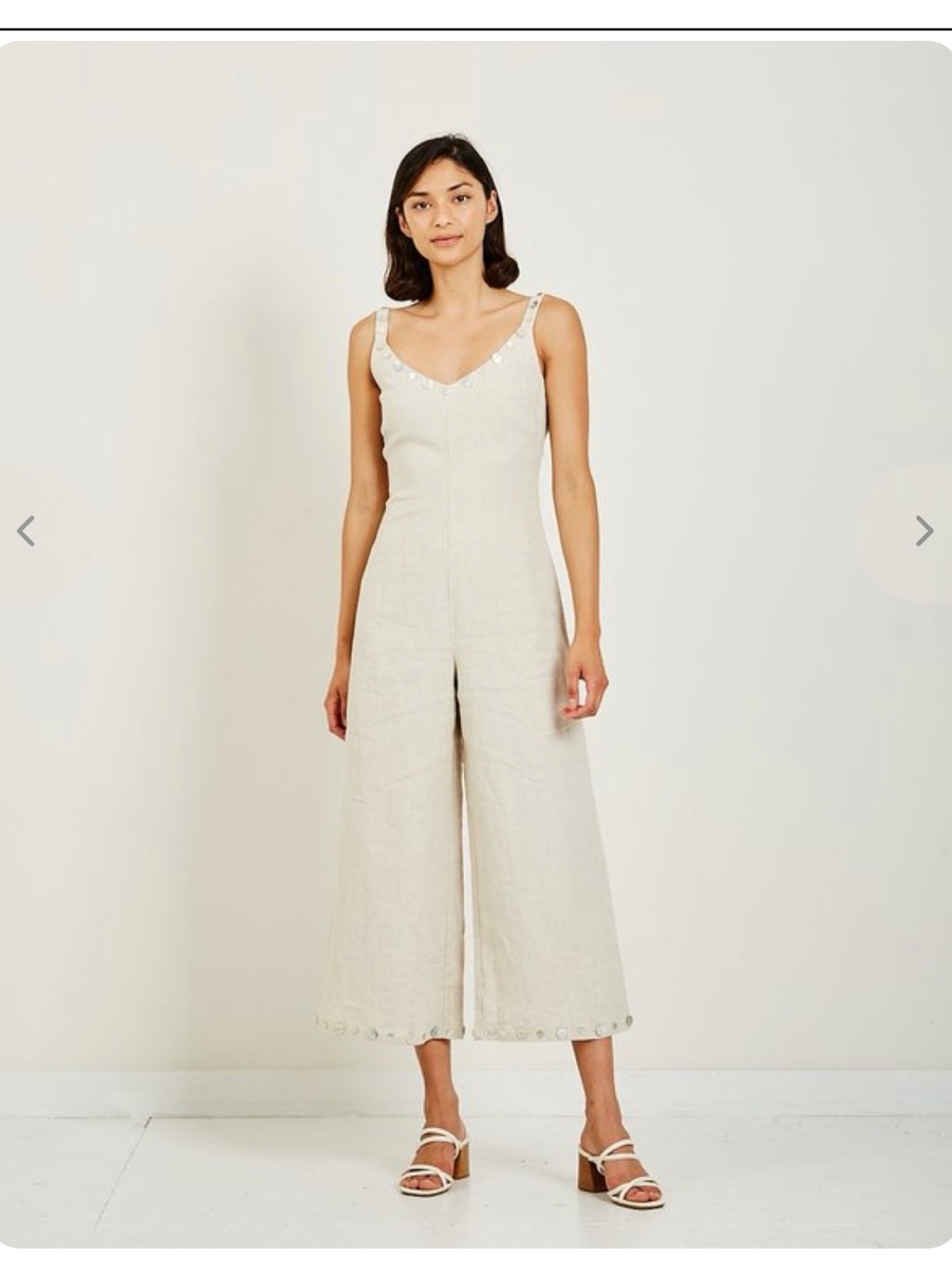 Staud Cream Sleeveless Wide-Leg Linen Jumpsuit